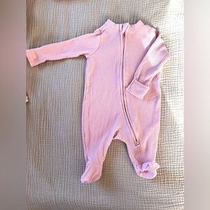 Pink Ribbed Preemie Onesie